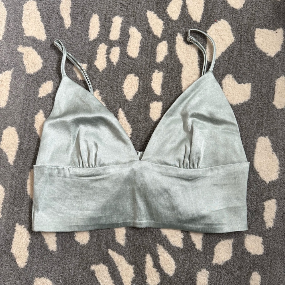 Satin Sage Green Crop Top